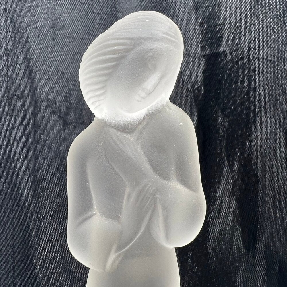 Desna 'Shy Girl' art lalique style frosted crystal statue czech republic limited